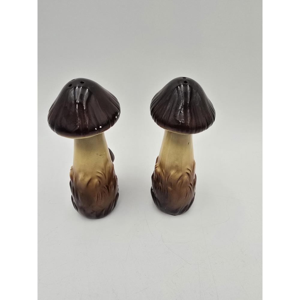 2 Sets Ceramic Vintage Mushroom Salt and Pepper Shakers 1 Mismatched Brown Green - Picture 5 of 14